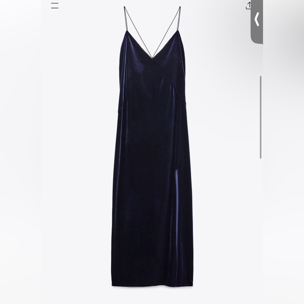 NWT Zara blue velvet dress size large